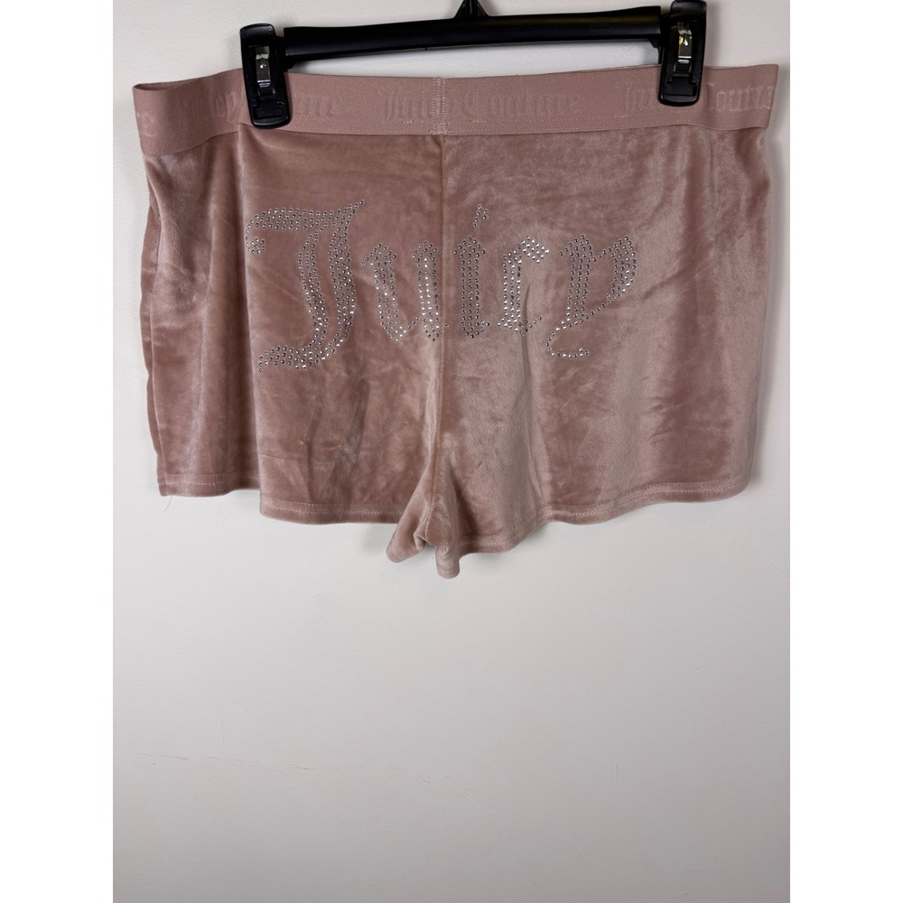 Juicy Couture Velour Sleep Shorts Pink Rhinestone Logo‎ Y2K Lounge XL 0098 - Picture 4 of 8